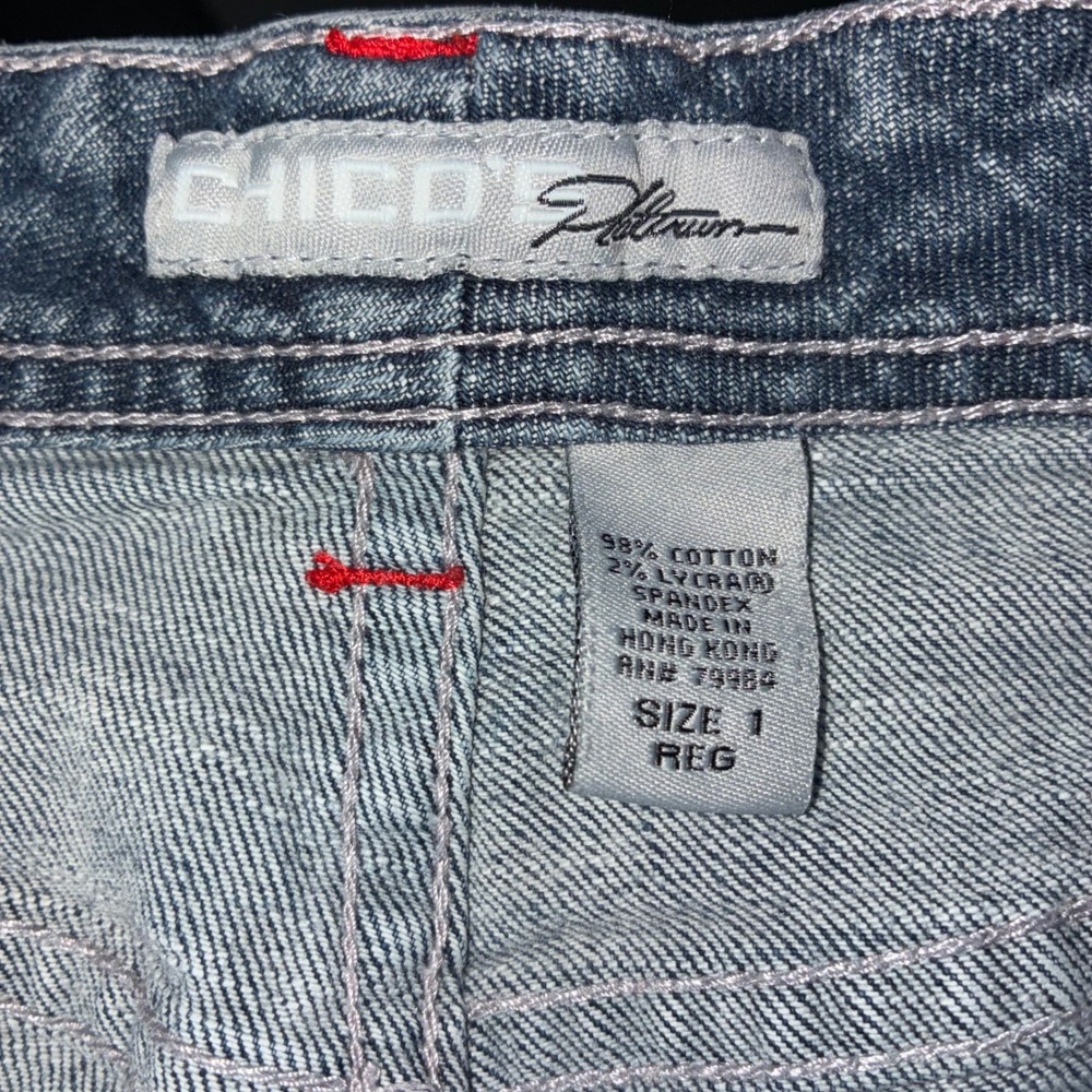 Chico's Platinum Quartz MR Blue Jeans Straight Leg Women Size 1 Reg (US 8) - Picture 3 of 9